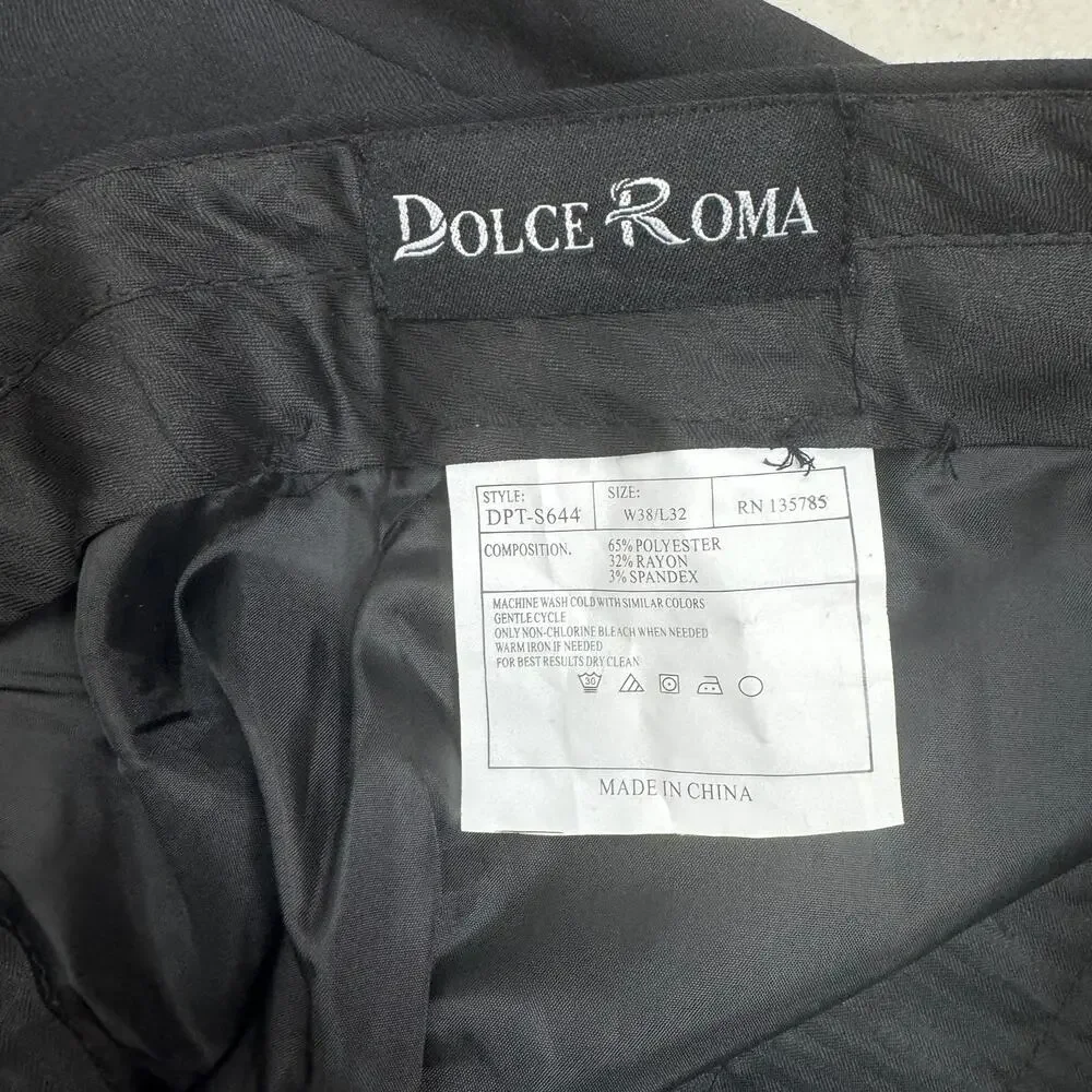 Dolce Roma Stretch Slim Fit Black‎ Mens Pants Size W38 L32